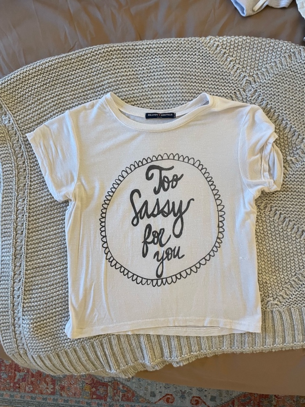 Brandy Melville Cream 'Too Sassy For You' Graphic Tee